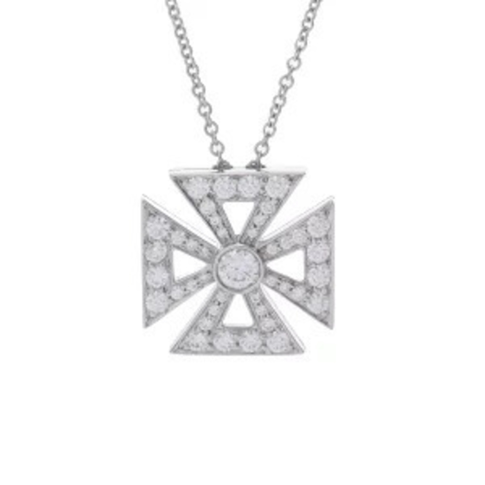 Tiffany Co Maltese Cross Necklace Platinum Diamond